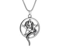 IOETSEUT choker necklace gothic necklace chain Retro Snake Wrapped Five-Pointed Star Round Pendant Necklace for Men and Women Pop Punk Jewelry Gift friendship