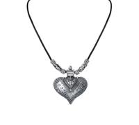 IOETSEUT friendship necklaces Summer Retro Ethnic Style Peach Heart Pattern Pendant Leather Rope Woven Women's Necklace girl gifts
