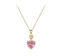 IOETSEUT heart necklaces for women gothic necklace Light Luxury Romantic Pink Heart-Shaped Zircon Necklace Women Non-Fading Clavicle Chain Jewelry the gift