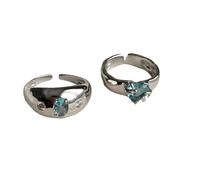 IOETSEUT Ladies' jewelry 2023 New Trend Luxury Blue Zircon Cuff Finger Rings For Women Girl Fashion Jewelry Gift Party Wedding