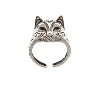 IOETSEUT Ladies' jewelry Men Women Vintage Thai Silver Cat-faced Fox Open Rings Cute Animal Fashion New Jewelry Unisex Gift Party