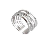 IOETSEUT Ladies' jewelry Silver Color Rings Creative Multilayer Winding Line Geometric Handmade for Women Couple Size 17.2mm Adjustable