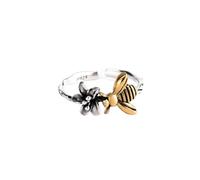 IOETSEUT Ladies' jewelry Vintage Thai Silver Bee Flower Cuff Finger Rings For Women Girl Elegant Fashion New Jewelry Gift Party