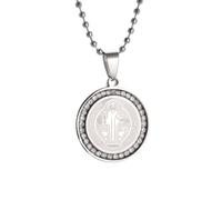 IOETSEUT men personalised necklace Cross Pendant Christian Saint Benedict Necklace Men Women Prayer Amulet Jewelry gift