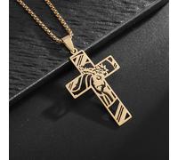 IOETSEUT men personalised necklace Exquisite Christian Crown of Thorns Cross Pendant Necklace for Men Women Catholic Prayer Jewelry gift
