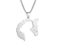 IOETSEUT men personalised necklace Exquisite Simple Hollow Horse Head Animal Pendant Necklace Menand Women's Fashion Hip-Hop Trend Jewelry gift