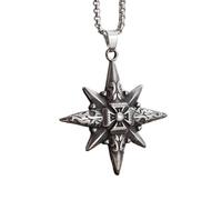 IOETSEUT men personalised necklace Retro Eight-Pointed Star Cross Cross Medal Pendant Nautical Compass Necklace Punk Cycling Rock Trend Jewelry for Men gift