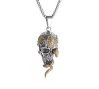 IOETSEUT men personalised necklace Retro Gothic Snake Coiled Demon Skull Pendant Necklace for Men Biker Rock Party Halloween Jewelry Gift gift