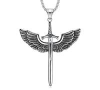 IOETSEUT Men's necklace Angel Wings Pendants Necklaces for Men Women Charm Chain Holy Sword Cross Pendant Unisex Jewelry Accessories gift