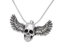 IOETSEUT Men's necklace Big Size Fallen Angel Wings Skull Pendant Necklace Men's Personality Unique Fashion Party Jewelry gift