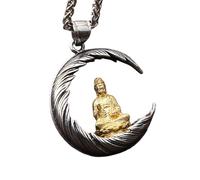 IOETSEUT Men's necklace Buddhist Meditation Feather Buddha Pendant Men Necklace Tathagata Buddha Statue Guanyin Pendant Amulet Jewelry gift