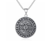 IOETSEUT Men's necklace Classic Vintage Viking Tree Of Life Necklace For Women Men Nordic Runes Pendant Amulet Scandinavian Jewelry Gift gift