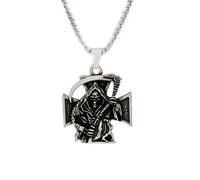 IOETSEUT Men's necklace Creative Death Scythe Pendant Punk Gothic Cross Skull Necklace for Men Amulet Jewelry Gift gift