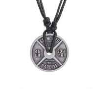 IOETSEUT Men's necklace, fashionable and personalized Women's Men's Workout Necklace Weight Plate Pendant Necklace Dumbbell Necklace Jewelry for Brutal and Rough Men Jewelry Gift