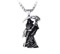 IOETSEUT Men's necklace Gothic Death Scythe Skull Pendant Necklace For Men Punk Biker Grim Reaper Pendant Fashion Jewelry Necklaces gift