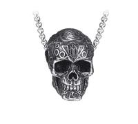 IOETSEUT Men's necklace Gothic Men Skull Pendant Punk Hip Hop Pattern Stamp Biker Skull Necklace Pendant Men Boy Fashion Jewelry gift