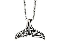 IOETSEUT Men's necklace Lovely Whale Tail Pendant Chain Necklace for Men or Women Punk Rock Biker Rider Jewelry gift