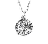 IOETSEUT Men's necklace New Vintage Nordic Sparta Warrior Pendant Necklace For Men Vikings Warrior Helmet Necklaces Amulet Jewelry Gifts gift