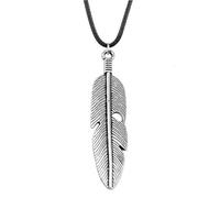 IOETSEUT mens necklace personalised necklace for women 59x16mm Feather Pendant Black Leather Rope Chain Necklace gift for men