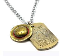 IOETSEUT mens necklace silver cross necklace personalised Anime One Piece Luffy Skeleton of Straw Hat Pirate Rope Chain Pendant Necklace Cap Cosplay for Boys Men the gift