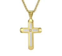 IOETSEUT mens necklace silver cross necklace personalised Hip Hop 3a cz Stone Paved Bling Iced Large Cross Pendant Necklaces for Men Rapper Jewelry Gold Silver Color the gift