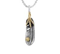 IOETSEUT mens necklace silver cross necklace personalised Indian Eagle Claw Pendant Native American Oval Chain Necklace Faith Ancient Vintage Pattern Accessory the gift