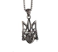 IOETSEUT mens necklace silver cross necklace personalised Retro Poseidon Trident Necklace Ukraine National Emblem Pendant Suitable for Men Punk Personalized Jewelry the gift