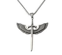 IOETSEUT Men's necklace Vintage Angel Holy Sword Cross Necklace For Men Fashion Jewelry Angel Wing Necklace Pendant Punk Men Chain gift