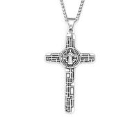 IOETSEUT Men's necklace Vintage Catholic Cross Necklace For Men Women Saint Benedict Cross Pendant Fashion Amulet Jewelry Gifts gift