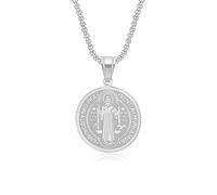 IOETSEUT Men's necklace Vintage Catholic Saint Benedict Pendant Necklace Cross Necklaces For Men Women Religious Amulet Jewelry gift