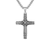 IOETSEUT Men's necklace Vintage Cross Pendant Necklace For Men Cross Necklace Creative Graphic Christian Pendant Jewelry gift