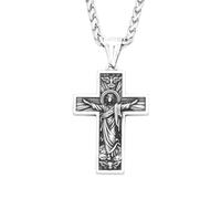 IOETSEUT Men's necklace Vintage Cross Pendant Necklaces For Men Boys Punk Fashion Christian Amulet Jewelry Gifts gift