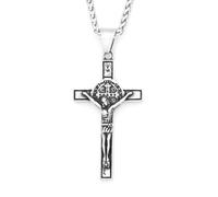 IOETSEUT Men's necklace Vintage Crucifix With Saint Benedict Medal Pendant Necklace For Men Women Catholic Amulet Jewelry gift