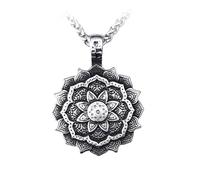 IOETSEUT Men's necklace Vintage Mandala Flower Pendant Necklace For Men Women Punk Steel Zen Yoga Flower Necklace Chain Jewelry Gift gift