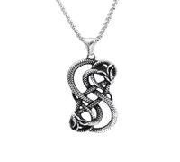 IOETSEUT Men's necklace Vintage Norse Loki Double Dragon Gothic Ouroboros Pendant Necklace Viking Amulet Male Jewlery Gifts Accessories gift