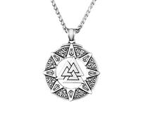 IOETSEUT Men's necklace Vintage Viking Triangle Valknut Necklace Pendant Nordic Mythology Father Odin Viking Necklace Men Amulet Jewelry gift