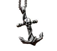 IOETSEUT Men's necklace Vintage Vikings Anchor Necklaces For Men Chain Punk Hip Hop Anchor Skull Pendant Necklace Fashion Jewelry Chain gift
