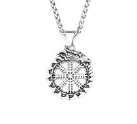 IOETSEUT Men's necklace Vintage Vikings Dragon Ouroboros Pendant Necklaces For Men Nordic Viking Compass Necklace Fashion Amulet Jewelry gift