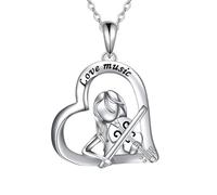 IOETSEUT men's necklaces friendship necklace 1pc Trendy Love Music Violin Heart-shaped Pendant NecklaceElegant Necklace For Music Party Gifts Jewelry