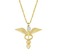 IOETSEUT men's necklaces friendship necklace Angel's Wings Necklace Women Moissanite Snake Ouroboros Magic Wand Caduceus Emergency Medical Medical Doctor Nurse Jewelry
