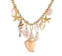 IOETSEUT men's necklaces friendship necklace Beach Resort Style Gold Color Plated Conch Starfish Shell Charms Necklace Fashion Cross-Border Jewel