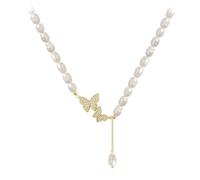 IOETSEUT men's necklaces friendship necklace Butterfly Pearl Necklace For Women Bow Engagement Fine Jewelry Wedding Party Birthday Gift