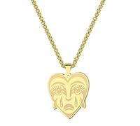 IOETSEUT men's necklaces friendship necklace Crying Face Heart Necklace Women Men Couple Jewellry Crying Face Heart Charm Pendant Jewellery Gift