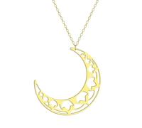 IOETSEUT men's necklaces friendship necklace Dainty Mandala Moon Pendant Necklace for Women Girls Hollow Geometric Crescent Charm Neck Chain Jewelry Collar