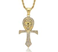 IOETSEUT men's necklaces friendship necklace Egyptian Eye of Horus Ankh Cross Pendant Male Gold Color Hieroglyph Necklace for Men Ancient Egypt Jewelry Gift