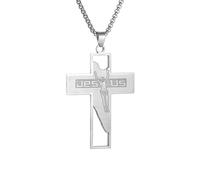 IOETSEUT men's necklaces friendship necklace Engraved Letters Christian Cross Pendant Necklace Men Women Catholic Faith Prayer Jewelry