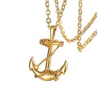 IOETSEUT men's necklaces friendship necklace European and American Boat Cat Necklace Men's Pendant Creative Personalized Cross 0-Shaped Chain