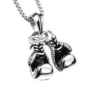 IOETSEUT men's necklaces friendship necklace European and American double boxing gloves pendant necklace personality men's boxing gloves fitness accessories