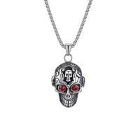 IOETSEUT men's necklaces friendship necklace Factory selling Skull personality retro red eyes hip hop punk necklace men