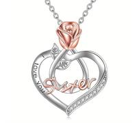 IOETSEUT men's necklaces friendship necklace Fashionable and elegant men and women heart-shaped rose pendant necklace banquet jewelry couple holiday party gift